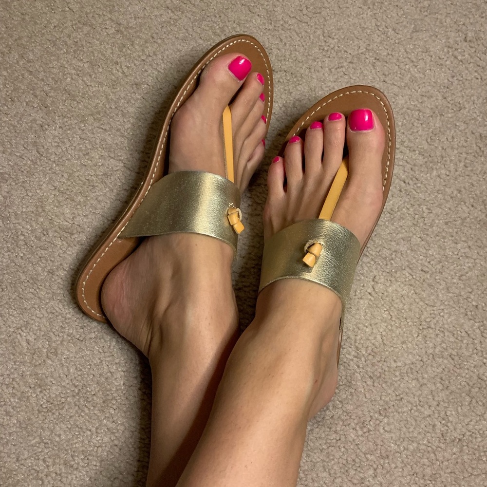 Slip on metallic gold sandals